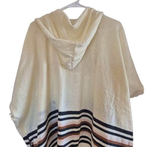 Melrose & Market Women's Cream Poly Knit w Gray & Brown Stripe Accents Open Fron - Picture 3 of 13